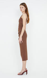 karina tuck midi dress chocolate