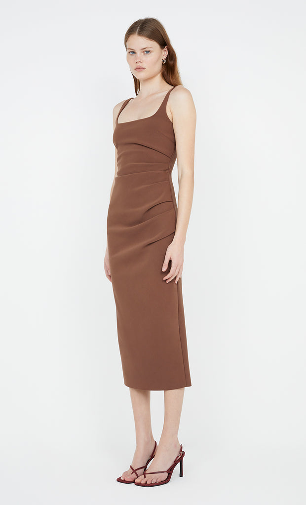 Karina Tuck Midi Dress in chocolate by Bec + Bridge