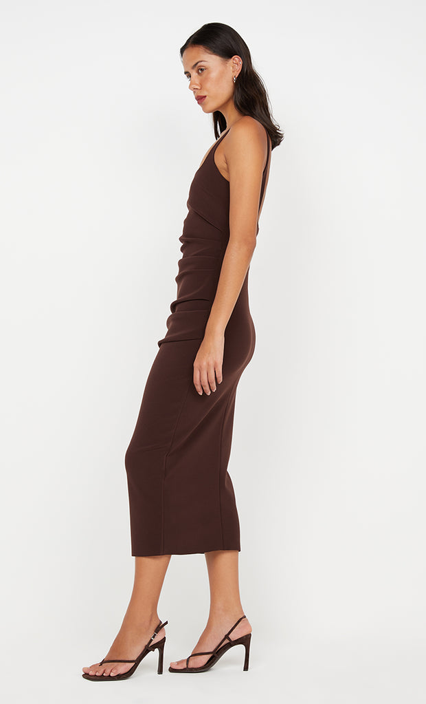 Karina Tuck Midi Dress in Dark Chocolate by Bec + Bridge