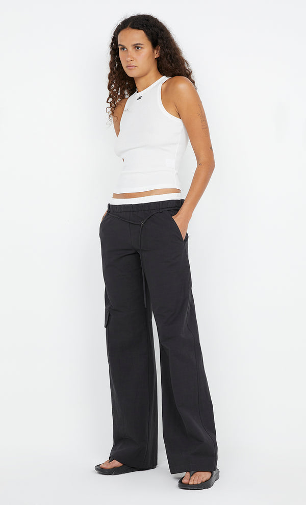 KELSI POCKET PANT - BLACK/WHITE