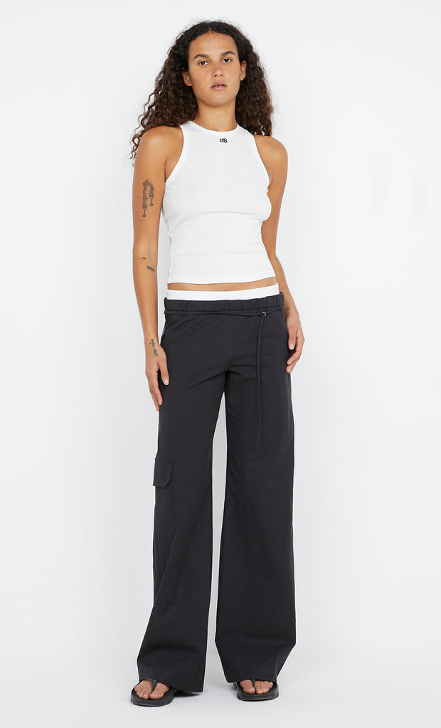 KELSI POCKET PANT - BLACK/WHITE