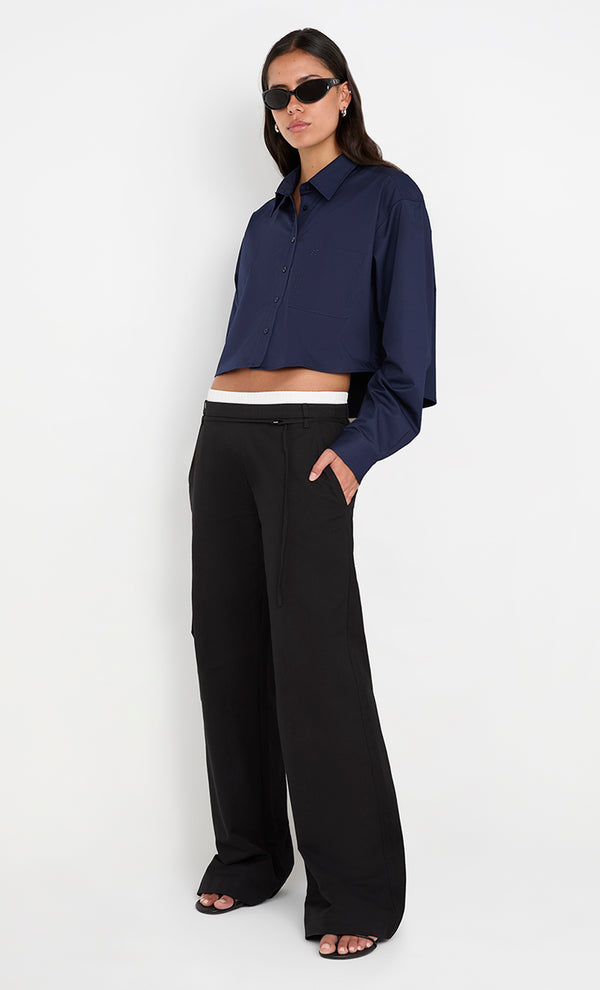 Kelsi Pocket Pant in Black with White Contrast Waistband by Bec + Bridge