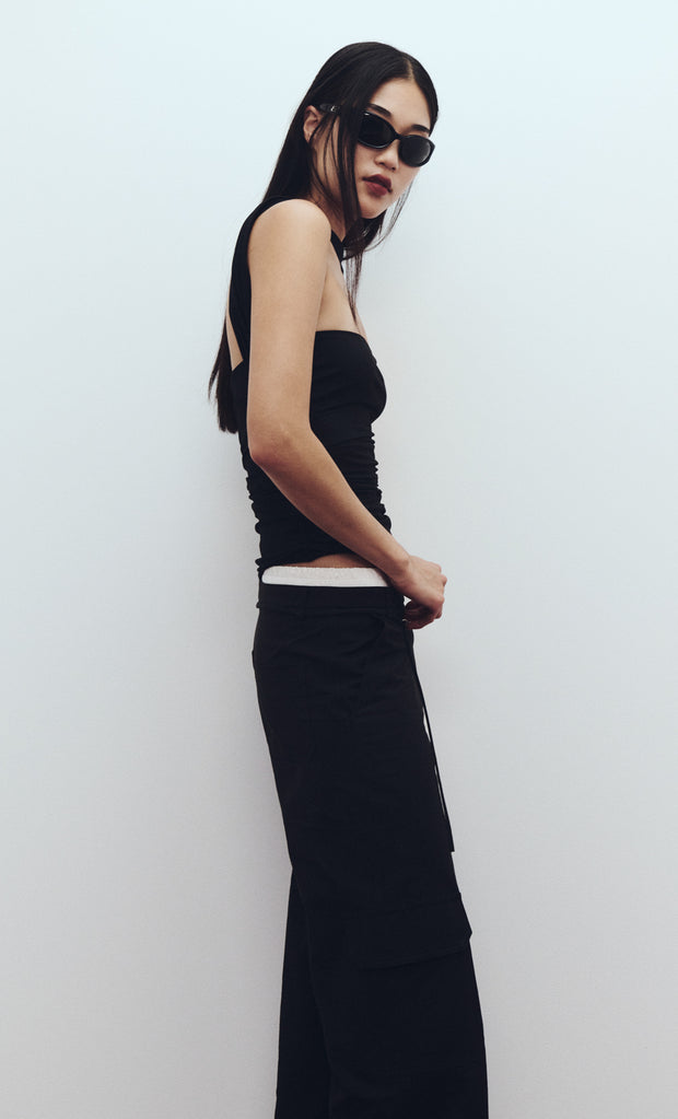 Kelsi Pocket Pant in Black with White Contrast Waistband by Bec + Bridge