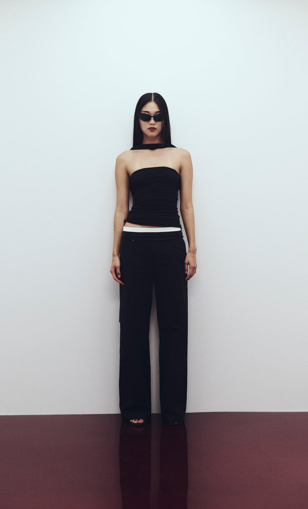 Kelsi Pocket Pant in Black with White Contrast Waistband by Bec + Bridge