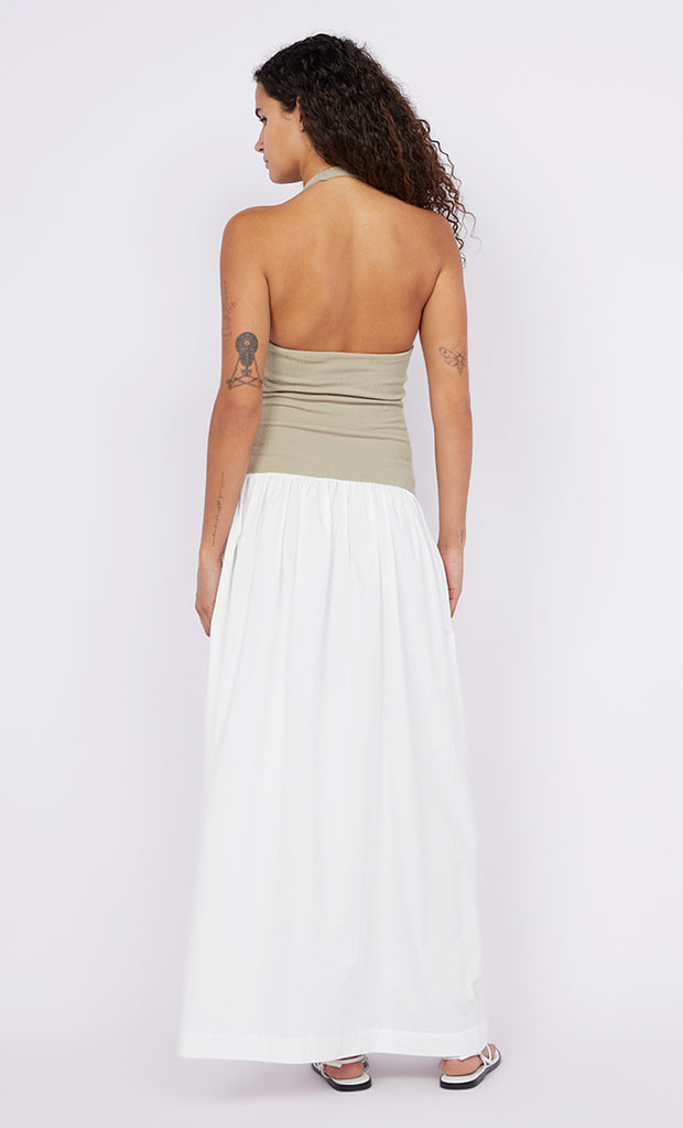 Leila Halter Dress in Taupe and Ivory by Bec + Bridge