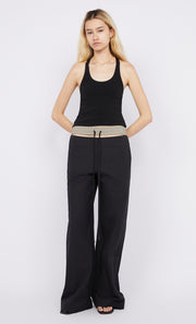 Leo Contrast Pant in Black and Taupe with cutout by Bec + Bridge