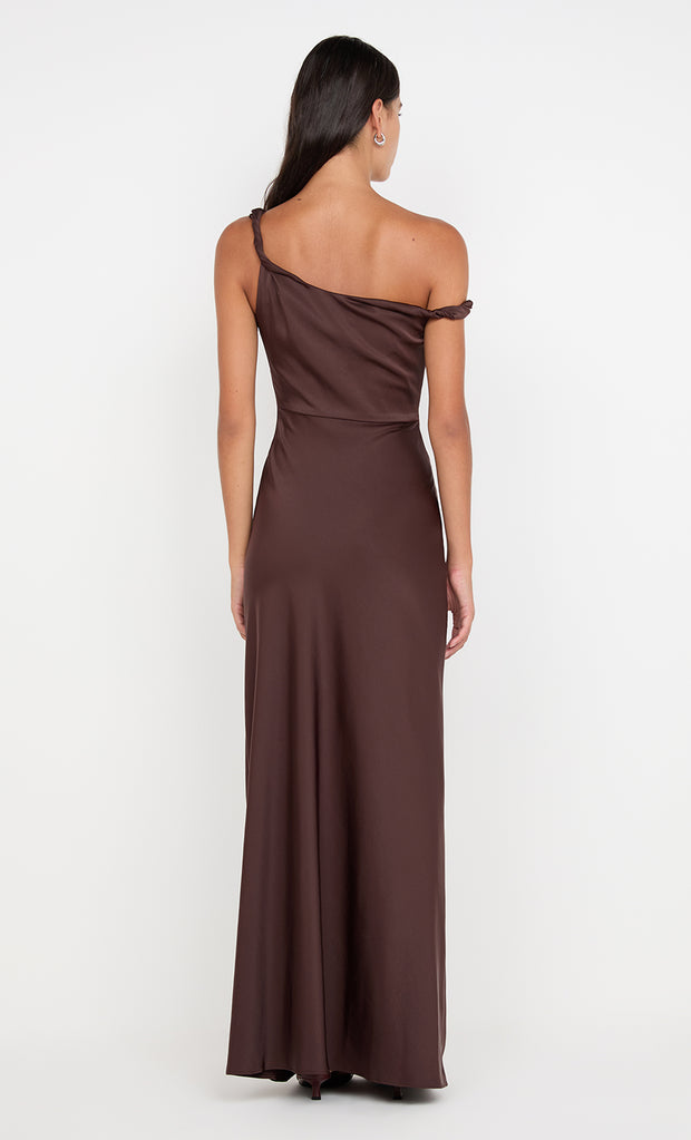 Lunetta Twist Strap Dress in Dark Chocolate by Bec + Bridge Bridesmaid