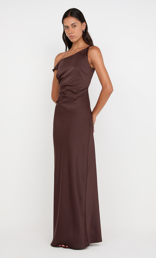 Lunetta Twist Strap Dress in Dark Chocolate by Bec + Bridge Bridesmaid