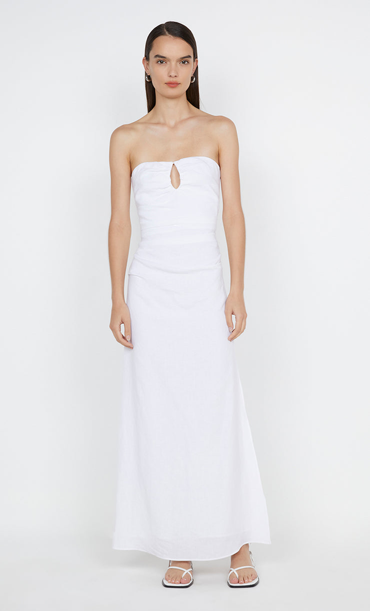 Marianna Strapless Dress in White with cutout by Bec + Bridge