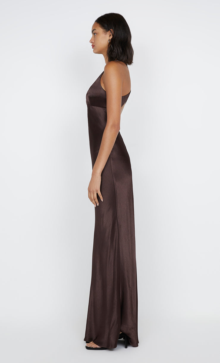 MAXINA CROSSOVER DRESS - DARK CHOCOLATE