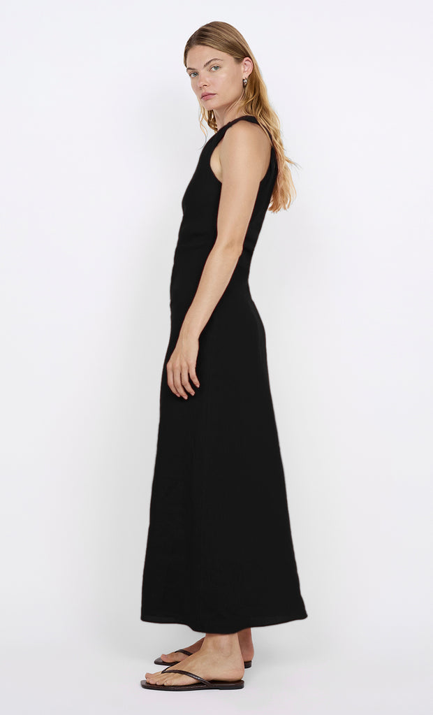 MELANIE ASYM MAXI DRESS - BLACK