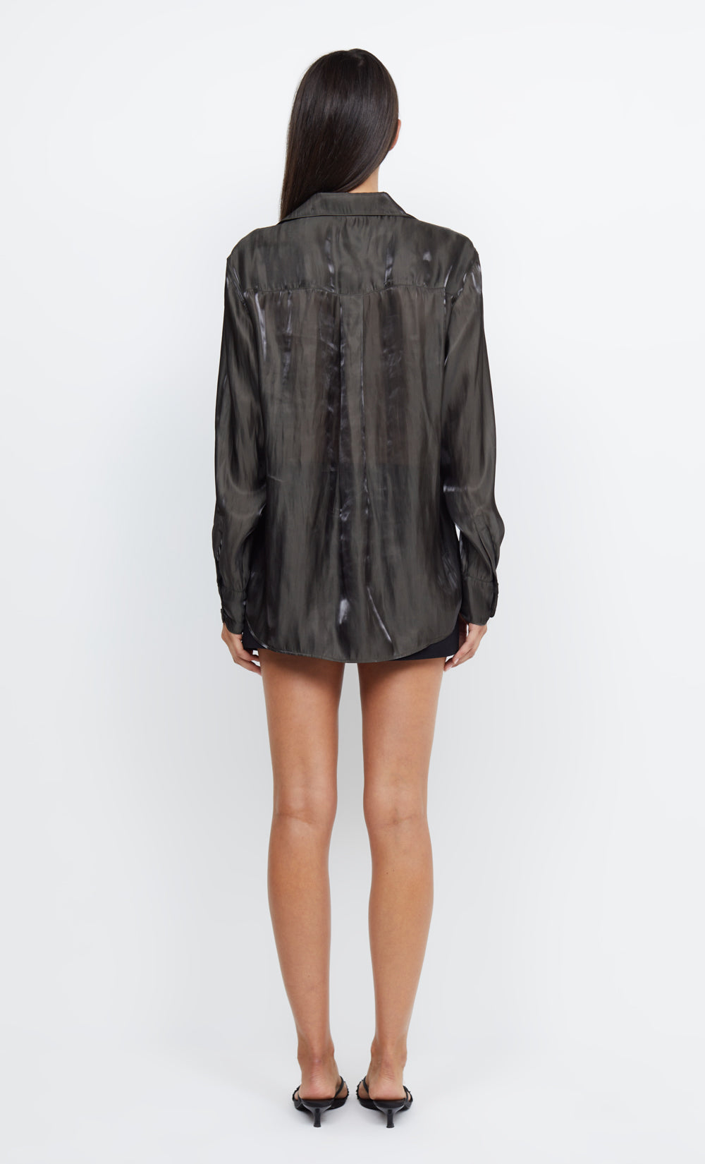 Topshop + Long Sleeve Faux Leather Shirtdress