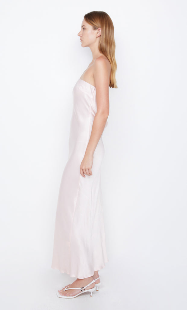 Moon Dance Strapless Maxi Prom Bridesmaid Dress in Blush Pink by Bec + Bridge