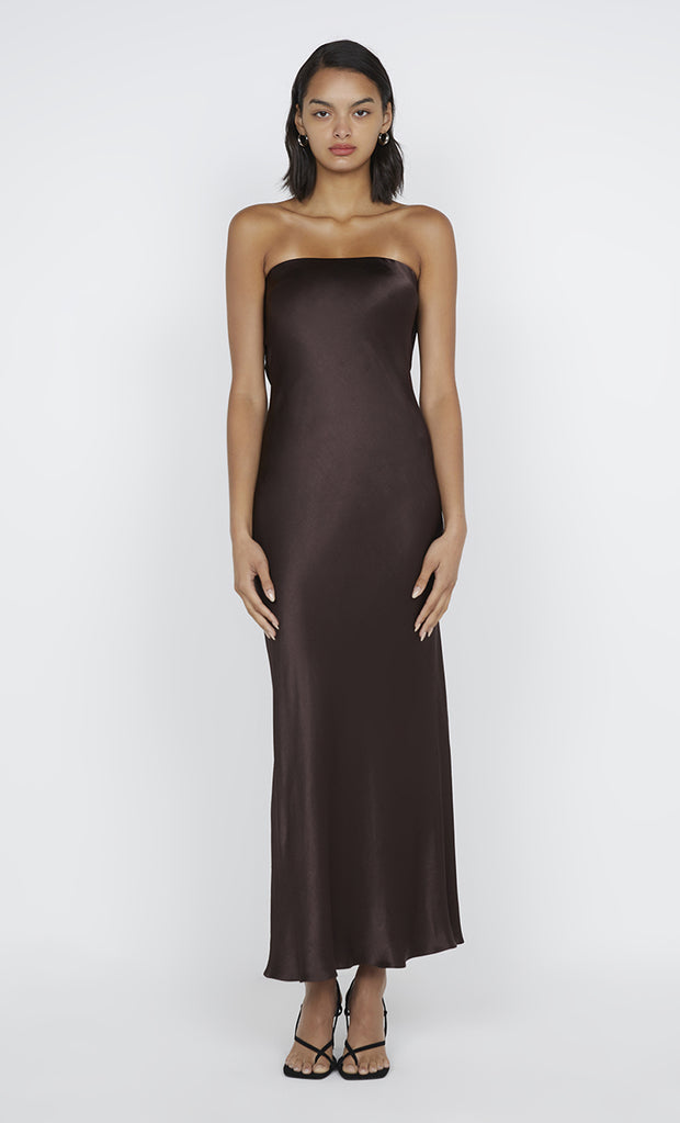 MOON DANCE STRAPLESS DRESS - DARK CHOCOLATE