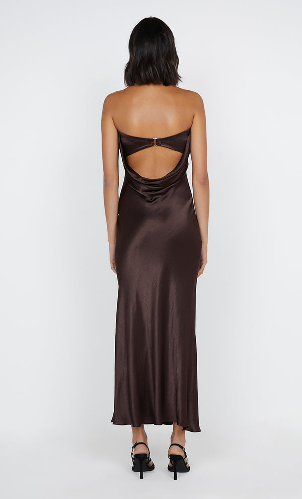 MOON DANCE STRAPLESS DRESS - DARK CHOCOLATE