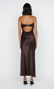 MOON DANCE STRAPLESS DRESS - DARK CHOCOLATE