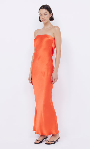 moon dance strapless dress - fire red $280.00