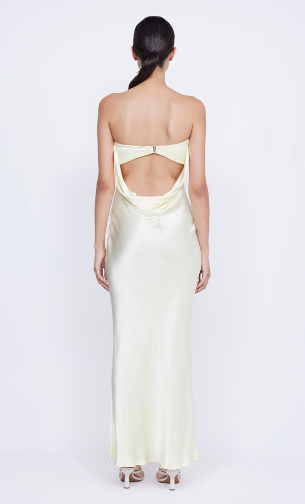 Moon Dance Strapless Formal Bridesmaid Dress in Ice Yellow by Bec + Bridge