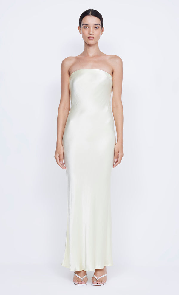 Moon Dance Strapless Formal Bridesmaid Dress in Ice Yellow by Bec + Bridge