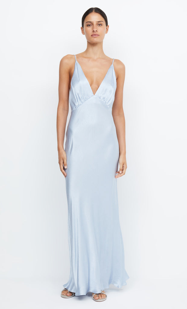 Moon Dance V Neck Bridesmaid Maxi Dress in Dusty Blue by Bec + Bridge