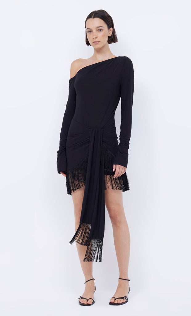 Nabila Sarong Mini Dress in Black by Bec + Bridge