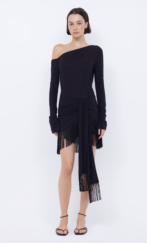 Nabila Sarong Mini Dress in Black by Bec + Bridge