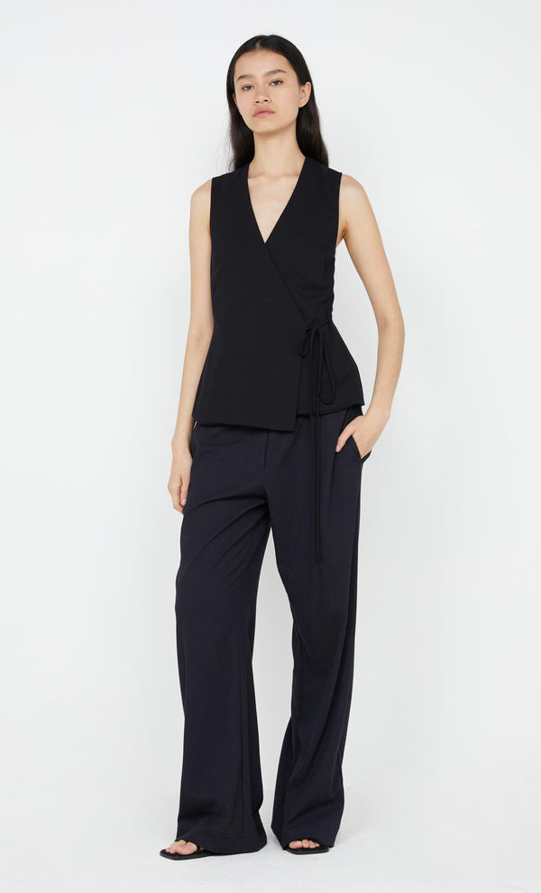 NINAH TIE VEST - BLACK