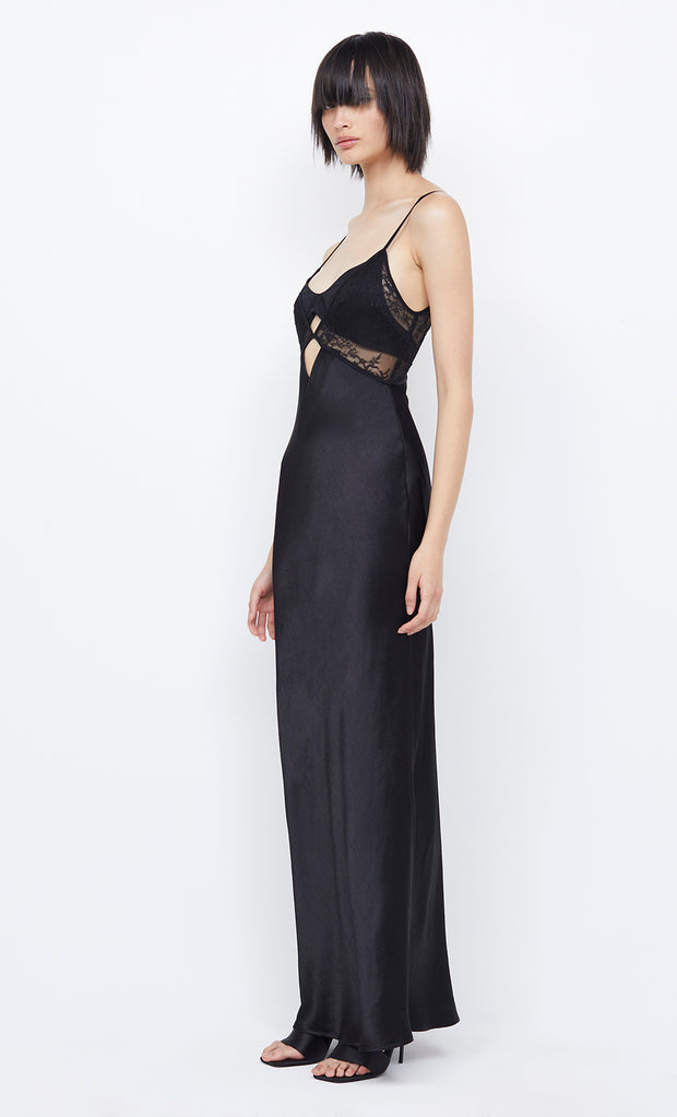 Nora Layered Maxi Lace Formal Prom Dress in Black by Bec + Bridge