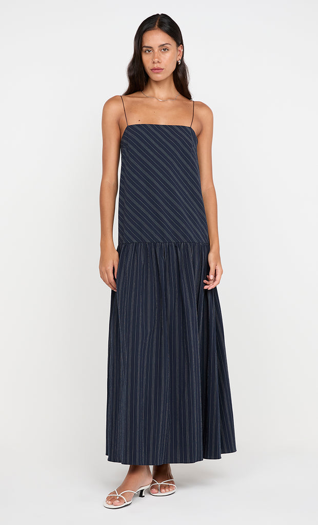 PEYSON MAXI DRESS - INK/ IVORY STRIPE