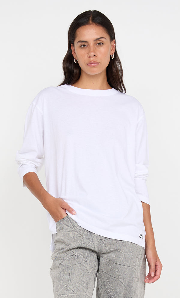 PIP LONG SLEEVE TOP - WHITE