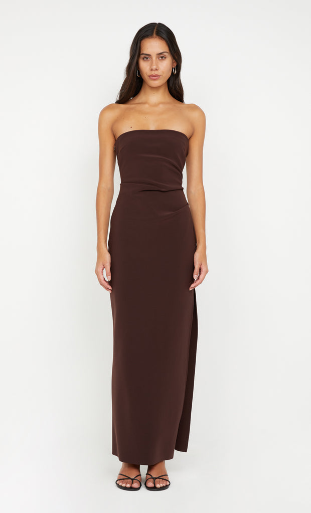 Reina Strapless Dress in Dark Choc by Bec + Bridge