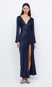 Ren Long Sleeve Formal Prom Maxi Dress in Ink Navy by Bec + Bridge