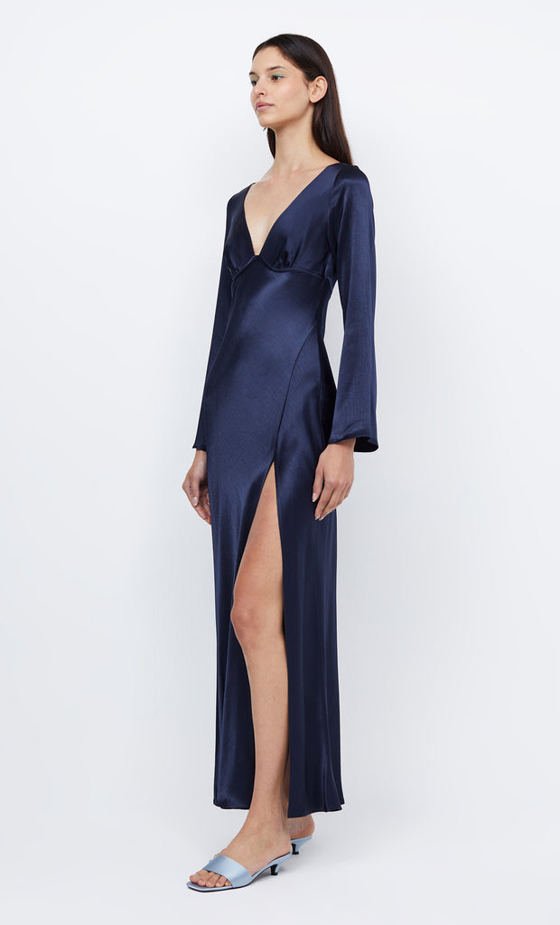 Ren Long Sleeve Formal Prom Maxi Dress in Ink Navy by Bec + Bridge