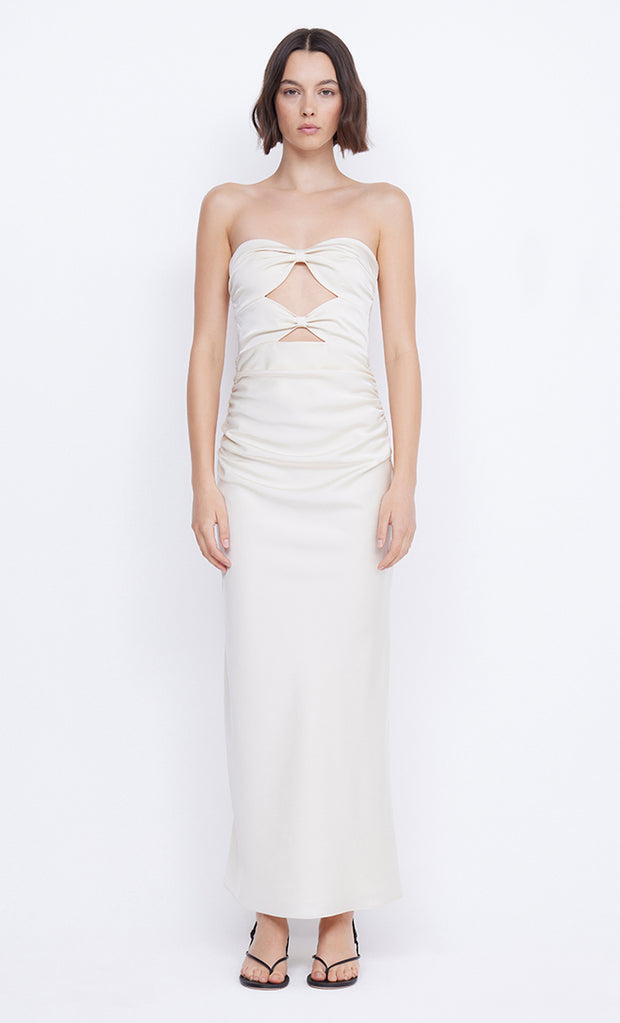 ROCHELLE TWIST STRAPLESS DRESS - CREAM