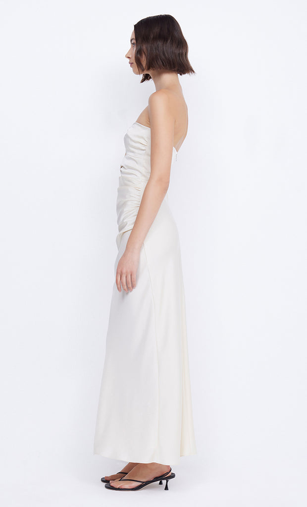 ROCHELLE TWIST STRAPLESS DRESS - CREAM