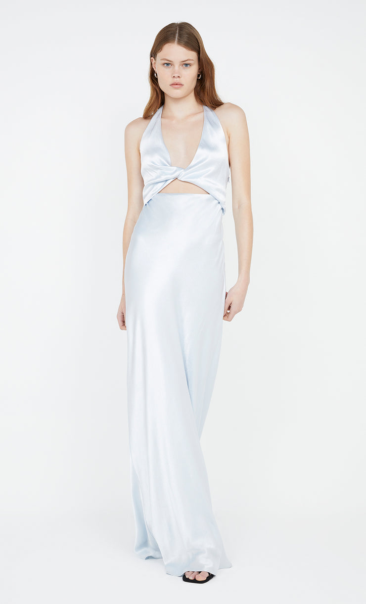 Sabia Twist Dress in silver blue by Bec + Bridge