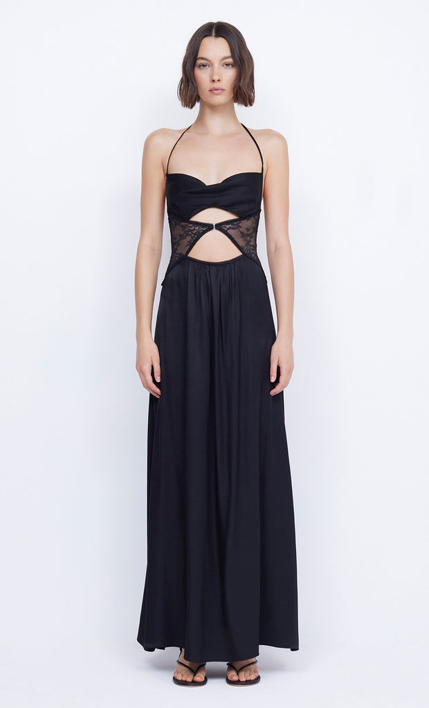 Santal Halter Maxi Dress with Lace Detail in Black by Bec + Bridge