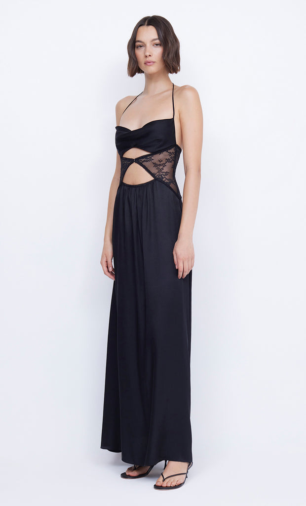 Santal Halter Maxi Dress with Lace Detail in Black by Bec + Bridge