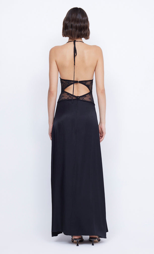 Santal Halter Maxi Dress with Lace Detail in Black by Bec + Bridge