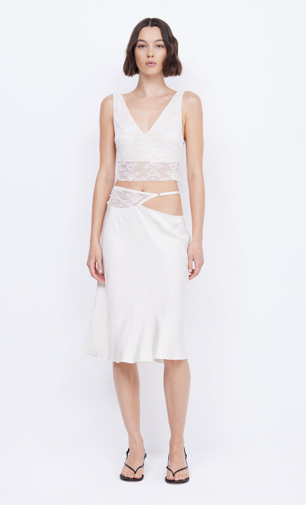 SANTAL ASYM MIDI SKIRT - IVORY