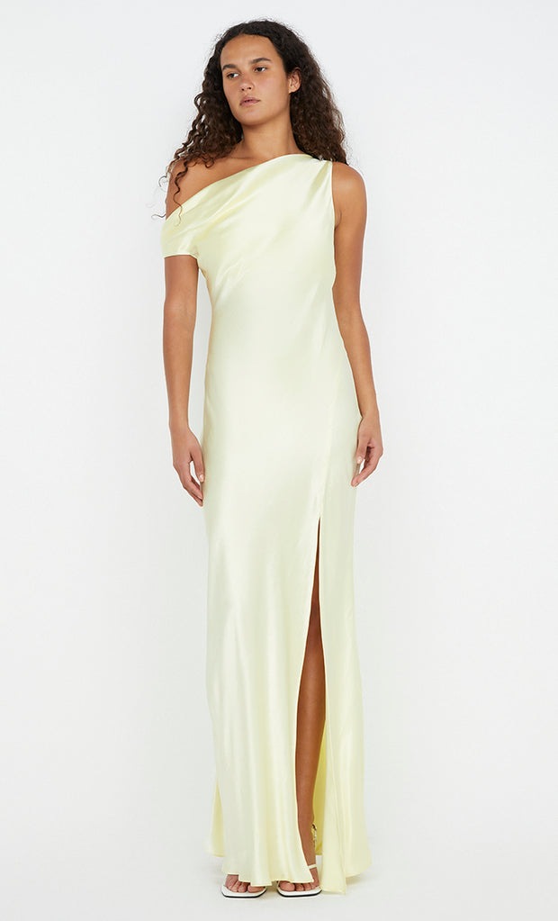 Sol Asym Dress in Ice Yellow by Bec + Bridge