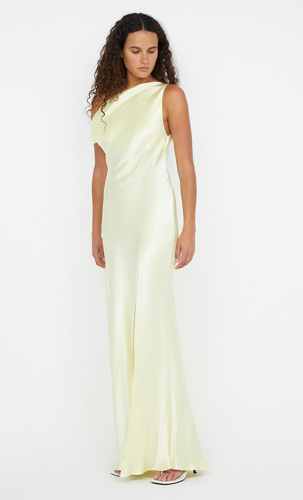 Sol Asym Dress in Ice Yellow by Bec + Bridge