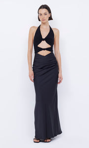 SOLARE HALTER DRESS - BLACK