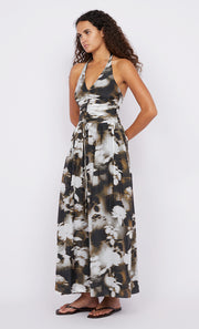 Solene Halter Dress in Dark Blurred Floral by Bec + Bridge