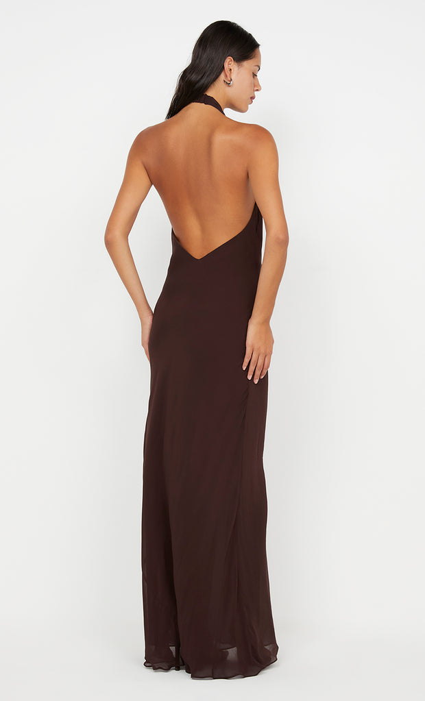 SONEVA WRAP DRESS - DARK CHOCOLATE