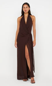 SONEVA WRAP DRESS - DARK CHOCOLATE