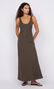 STEFFI SCOOP NECK DRESS - TWIG