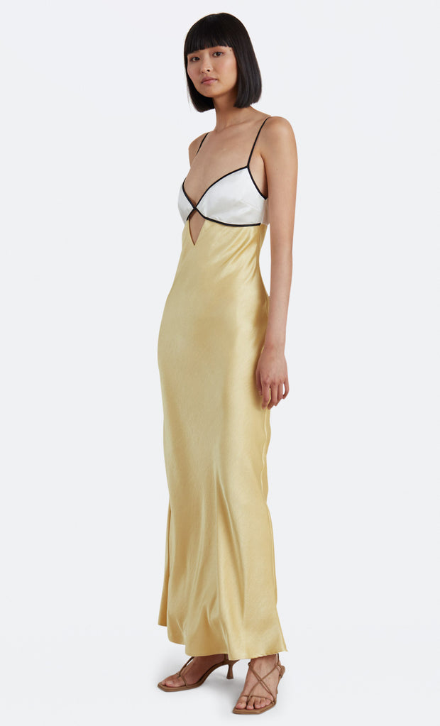 NADIA BUSTIER MAXI DRESS - STRAW/IVORY