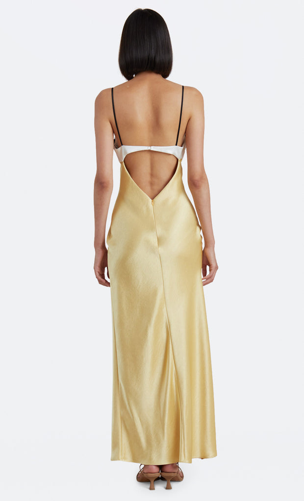 NADIA BUSTIER MAXI DRESS - STRAW/IVORY