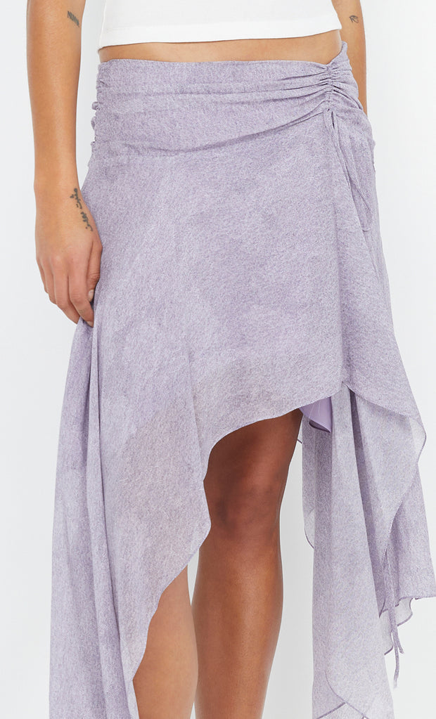 Tallis Asym Skirt in Lilac Denim Floral by Bec + Bridge